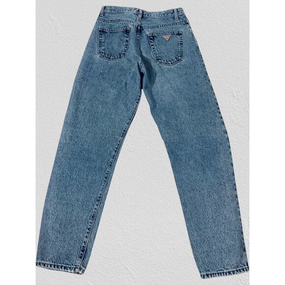 Vintage Guess Ladies Blue Denim High Waisted Jeans Size 26 Classic Fit Logo - Picture 3 of 10